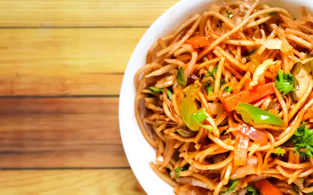 Stir-fried noodles on a plate