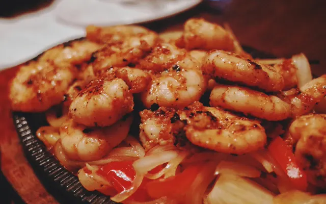 Glazed shrimp on a plate